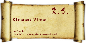 Kincses Vince névjegykártya